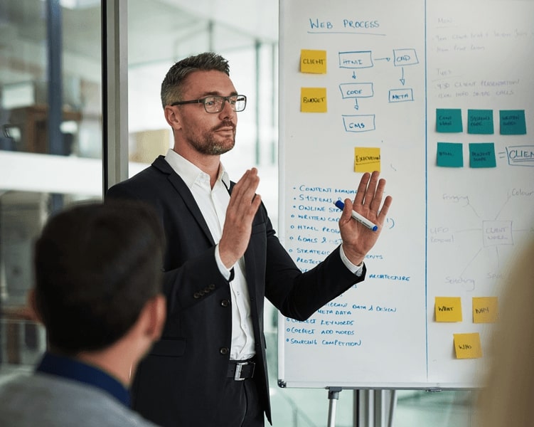 A man leading a meeting