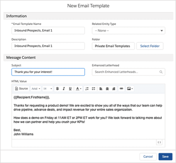 Email Template screenshot