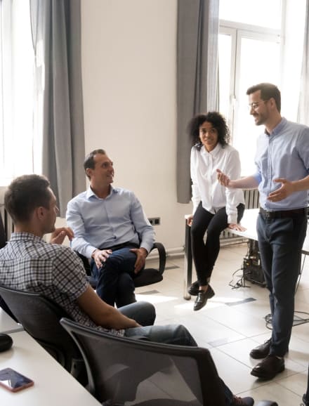 a team meeting at work